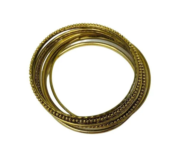 Gold Metal Bangle Bracelets Set of 10 Brass Vintage Inspired Boho - Image 3