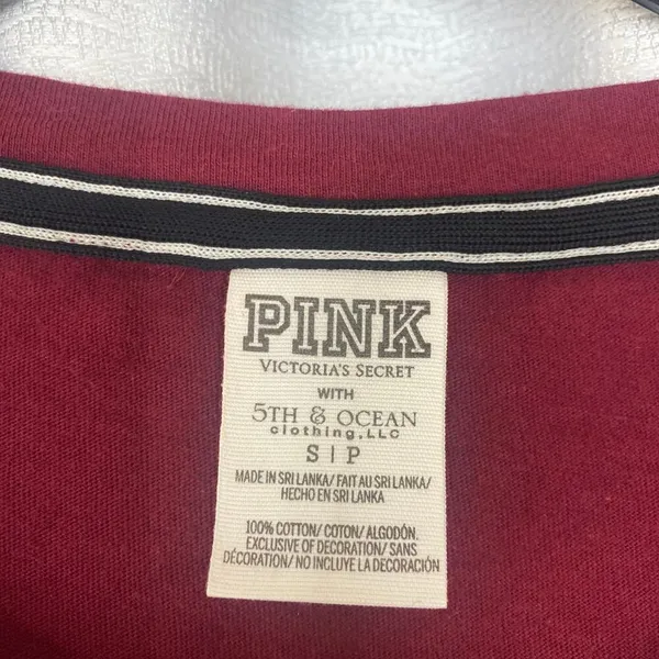 Pink Victoria Secret w/5th & Ocean FSU UNCONQUERED Graphic Tee sequin women sz S - Image 3