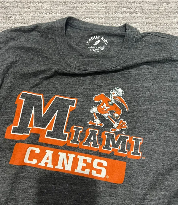 U Miami T Shirt Gray Size XS - Image 3