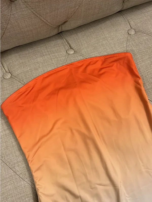 SHEIN brand Strapless Ombre Bodycon Maxi Dress - Orange to Navy - Image 3
