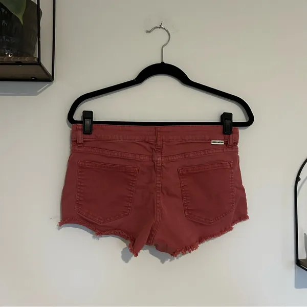 Billabong Burnt Red Lace Front Distressed Short Shorts Size‎ 27 - Image 2
