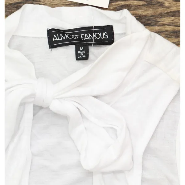 NWT Almost Famous Juniors Sleeveless Tie-Neck Tank Blouse Top White M - Image 7