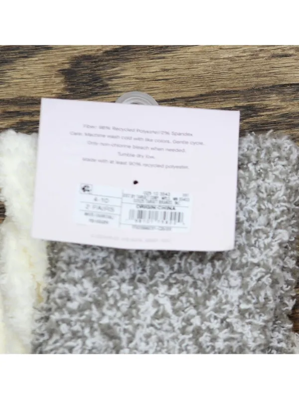 NWT Auden Marled Cozy Fuzzy Crew Socks 2-Pack 91230364 Ivory / Charcoal gray S - Image 5