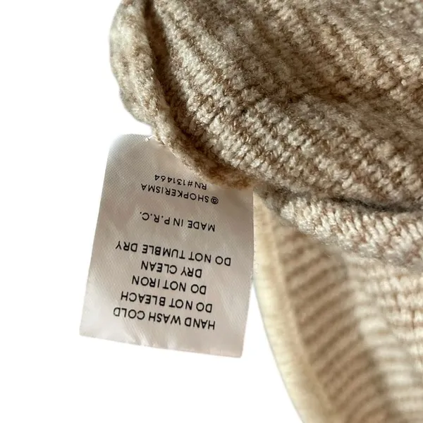Kerisma Women’s Oversized‎ Wool Blend Boho Ribbed Knit Beige Brown Sweater M/L - Image 6