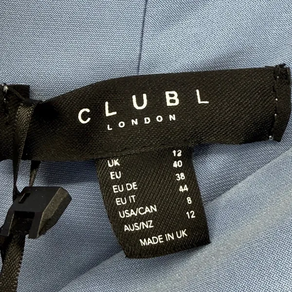 Club L London Katarine Powder Blue Asymmetric Knot Maternity Midi Dress Sz 8 NEW - Image 3