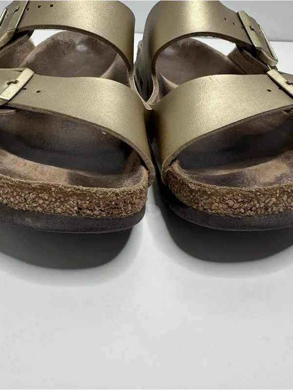 Birkenstock Unisex Arizona BS Birko-Flor Gold Two Strap Sandals Size 41 - Image 6