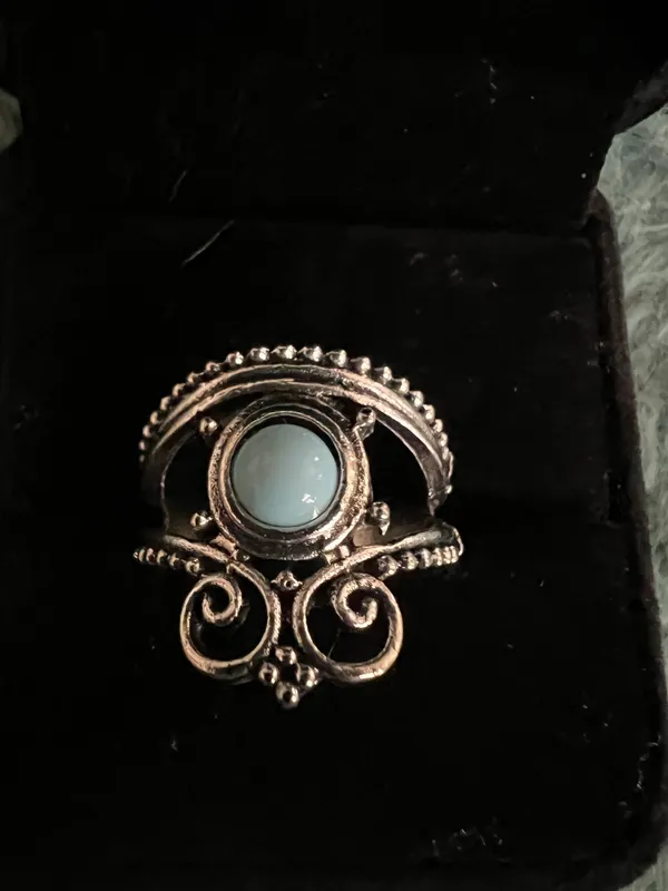 Women’s Stainless Steel Silver Faux Turquoise Ring Size 7 - Image 2
