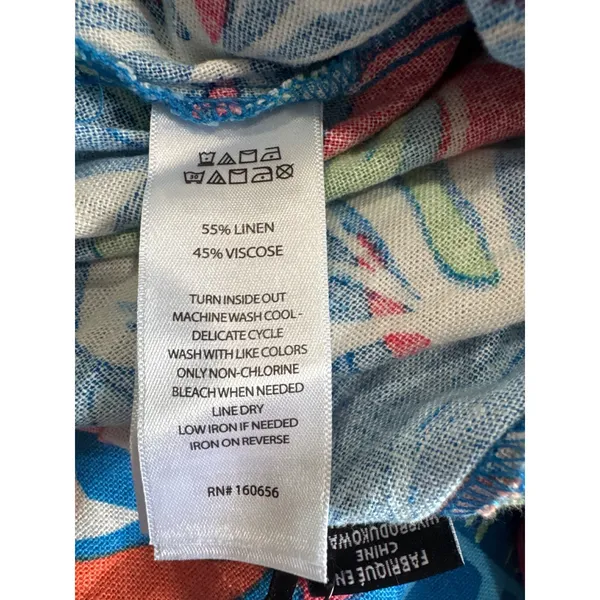 Sincerely Jules Tropical Floral Linen Blend‎ Wide Leg Pants Blue Pink Medium NWT - Image 7