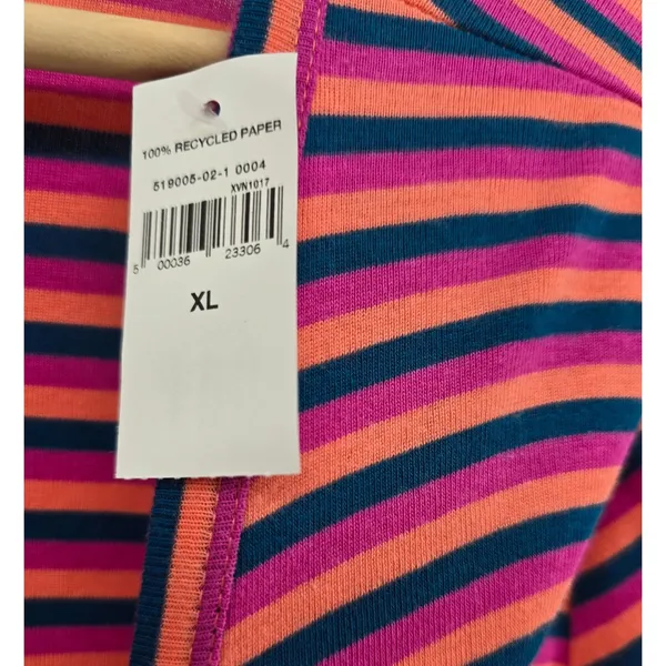 Gap Shirt Womens XL Favorite V-Neck Pink Orange Blue Striped Long Sleeve NEW - Image 3