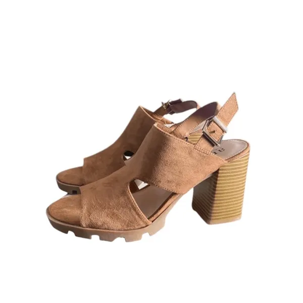 A.N.A‎ Daly Womens Cognat Brown Suede Strappy Open Toe Block Heel Sandals - Image 3