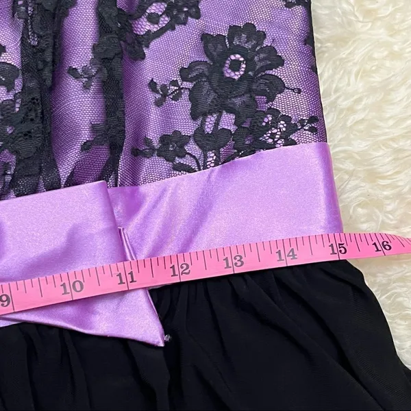 Y2K Gunne Sax By Jessica McClintock Black and Purple Lace Semi Formal Dress 9 - Image 8