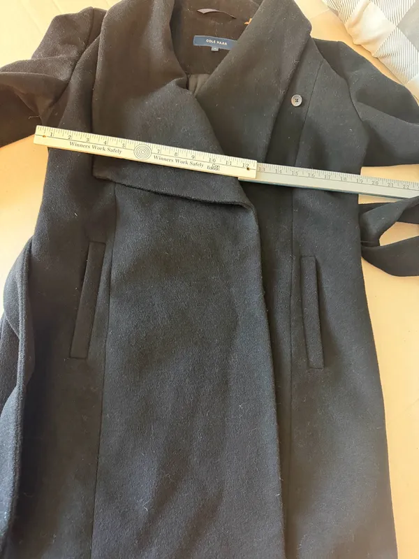 Cole Haan Black Long Sleeve Wrap Coat Dress - Image 6