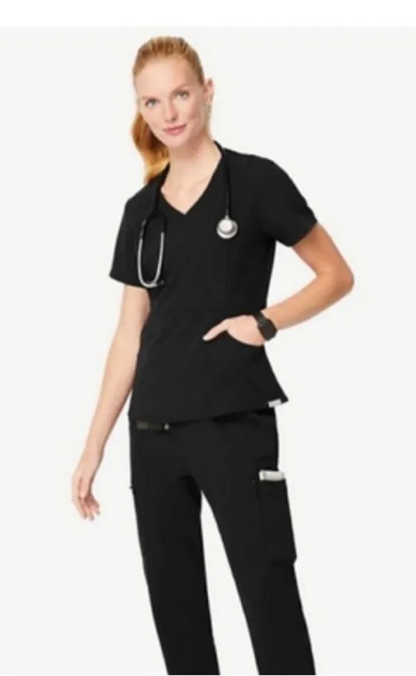 Figs • aburi black v-neck scrub top sz XS - Image 2
