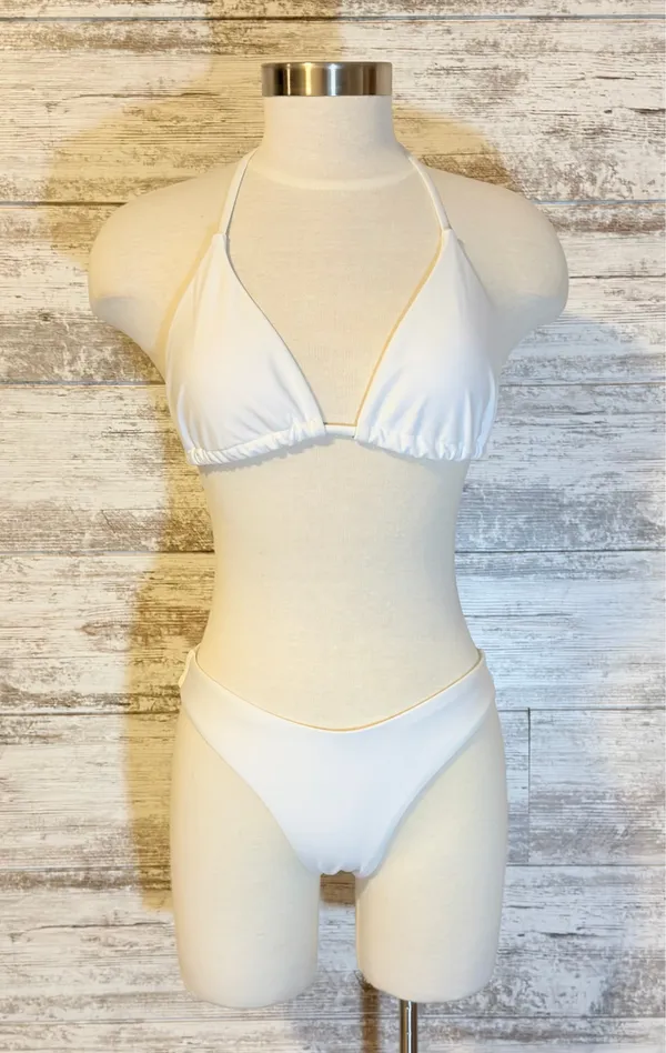 Three Piece White Bikini with Ivory Dress cover - Image 6