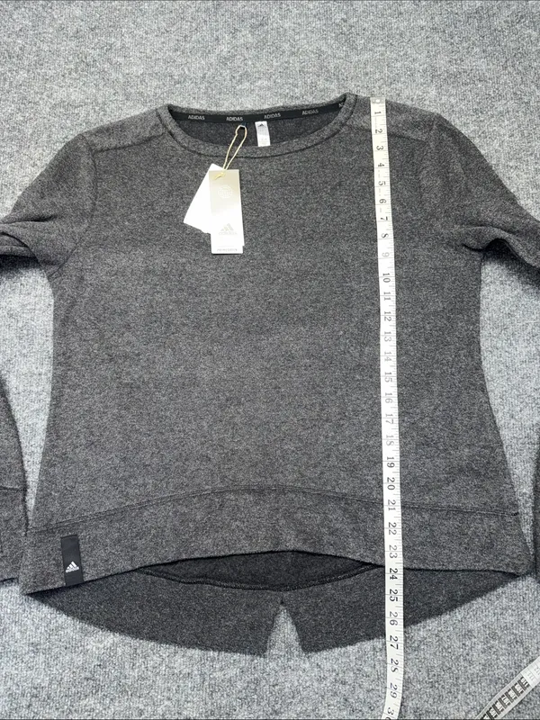 adidas Women’s Gray Heather Crewneck Fleece Pullover Sweatshirt - Image 4