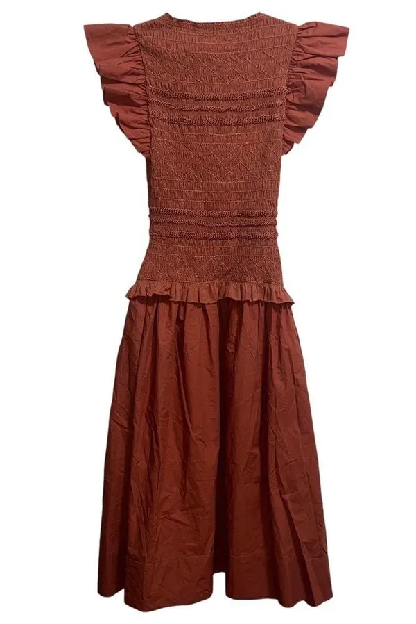 NEW NWT Madeline Smocked Midi Dress Clay - Image 10