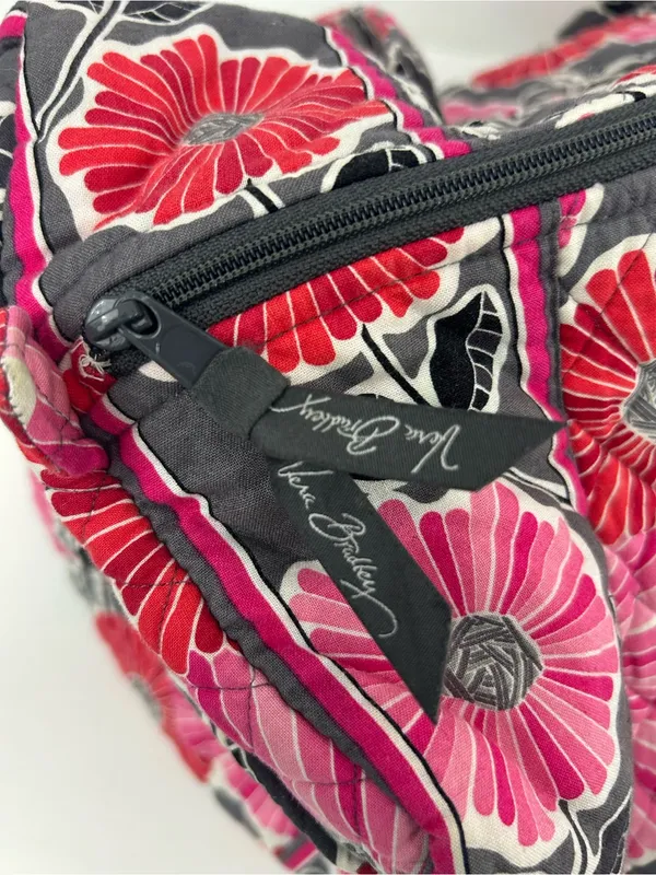 Vera Bradley Large Duffel Bag Cherry Blossoms Retired Pink Red Gray Floral - Image 9