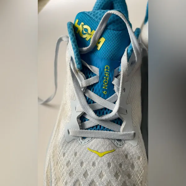 Hoka One One White and Blue Athletic Shoes - Image 8