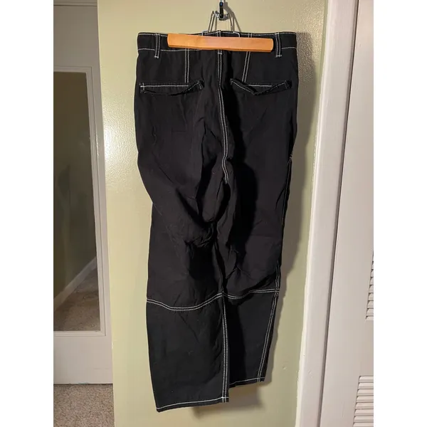Divided H&M Women's Size 8 Contrast Stitch Baggy Fit Carpenter Jeans Black White - Image 6