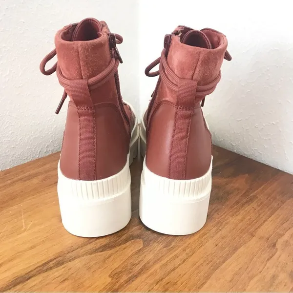 GIANNI BINI Rust Red Leather Lug Sole Platform Bootie Sneaker High Top Size‎ 6.5 - Image 6