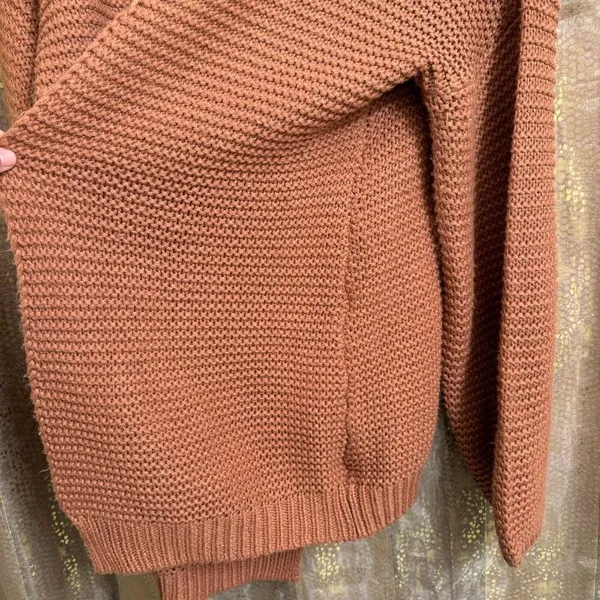 Brave Soul London Burnt Orange Knit Oversized Chunky Cardigan Sweater L/16 - Image 7
