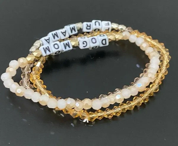 Handmade Dog Mom Fur Mama Beaded Stretchy Bracelet One Size - Image 6