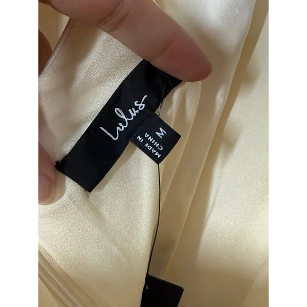 Lulus Exceptional Status Midi Dress Womens Medium Cream Halter Backless Slip NWT - Image 13
