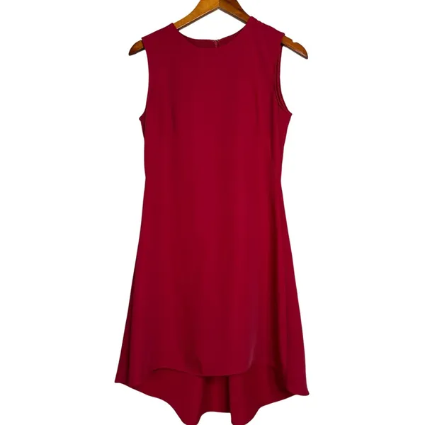 Nha Khanh Sleeveless Asymmetric High-Low A-Line Dress Cocktail Mini Dress 2 Red - Image 12