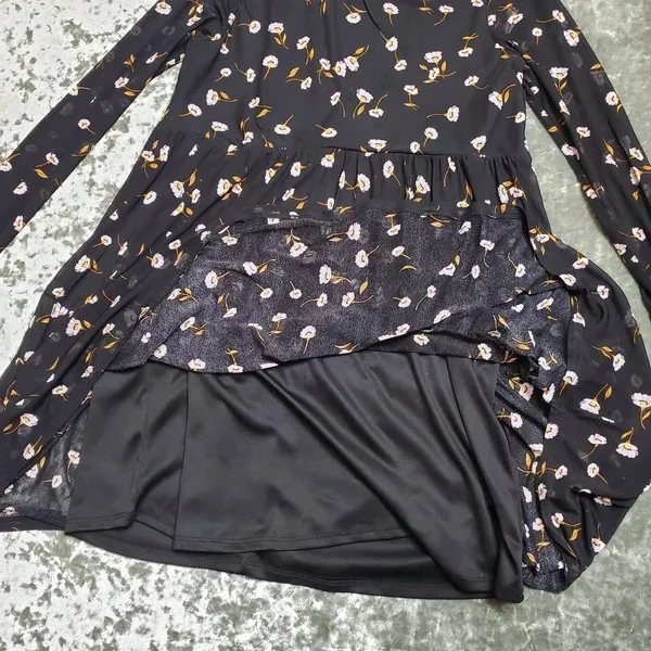 AFRM Long Sleeve Mesh‎ Babydoll Floral Dress - Image 4