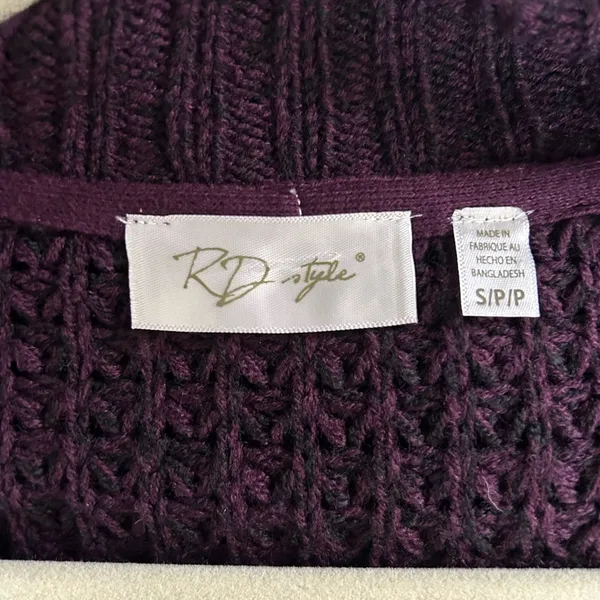 RD Style Open-Front Chunky Knit Cardigan - Plum - Image 3
