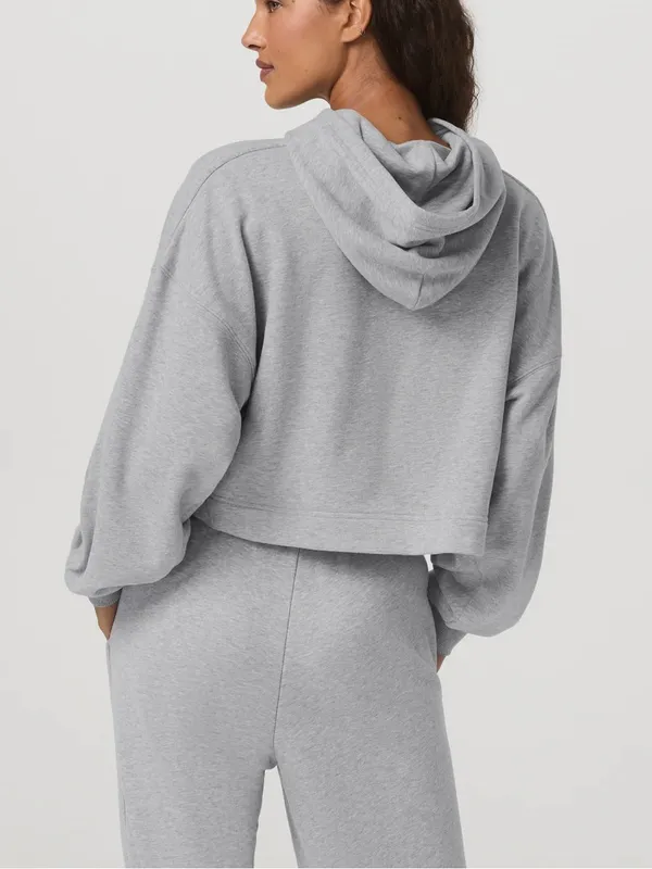 VUORI Sedona Pullover Hoodie Cropped Sweatshirt Light‎ Heather Grey - Image 2