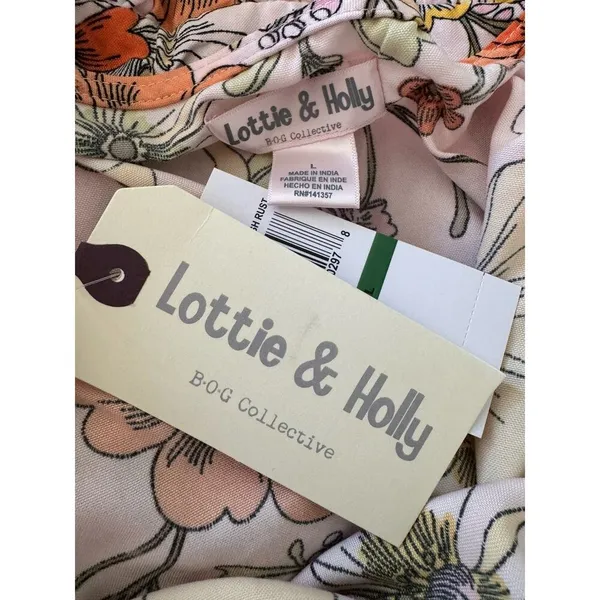 NWT Lottie & Holly Large Retro Floral Ruffle Sleeve Knee Length Dress Size Large - Image 7