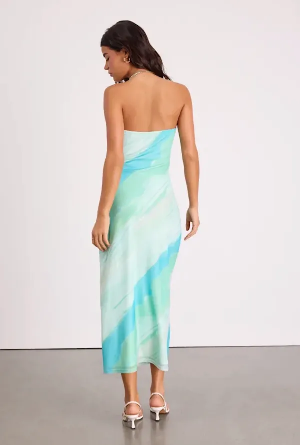 Lulus Jaylah Mint Multi Mesh Strapless Midi Dress - Image 3