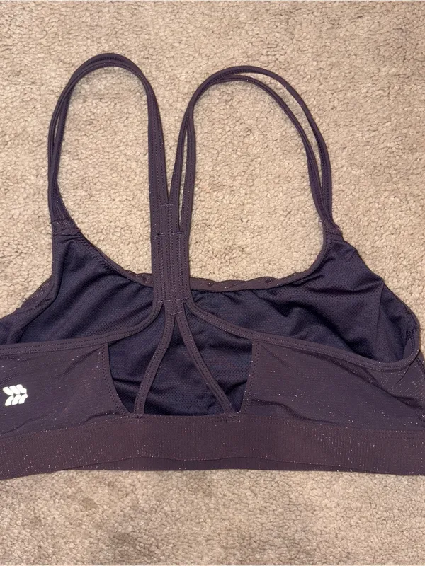 all in motion Sparkle Strappy Sports Bralette - Plum Size: M - Image 2