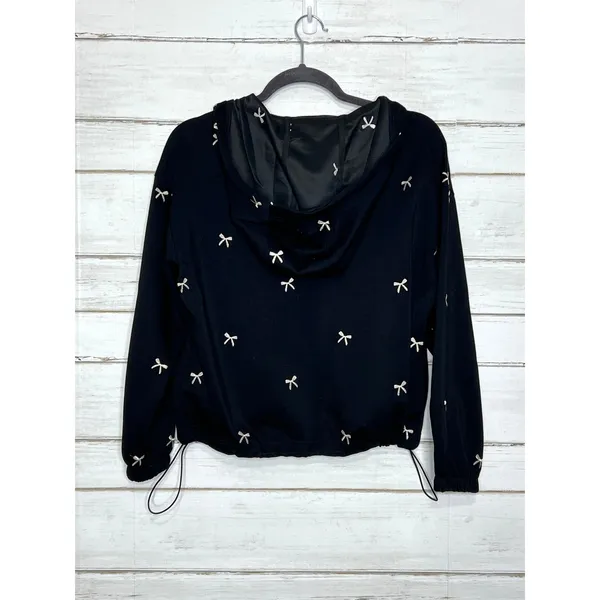 Davi & Dani Bow Print Size Small Black Hoodie and Shorts Matching Lounge Set - Image 3