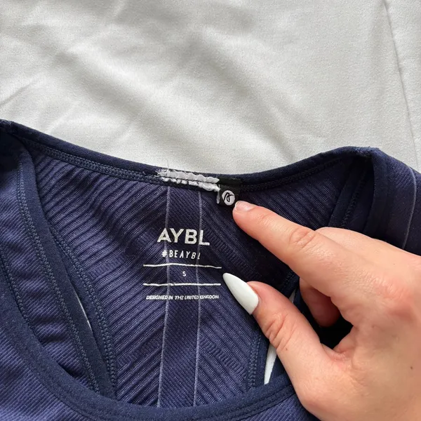 AYBL Balance V2 Seamless Sports Bra Navy Blue Racerback Cutout Activewear Small - Image 4