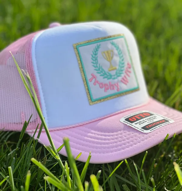 NEW Trophy wife SnapBack / trucker hat - pink and turquoise - Image 3