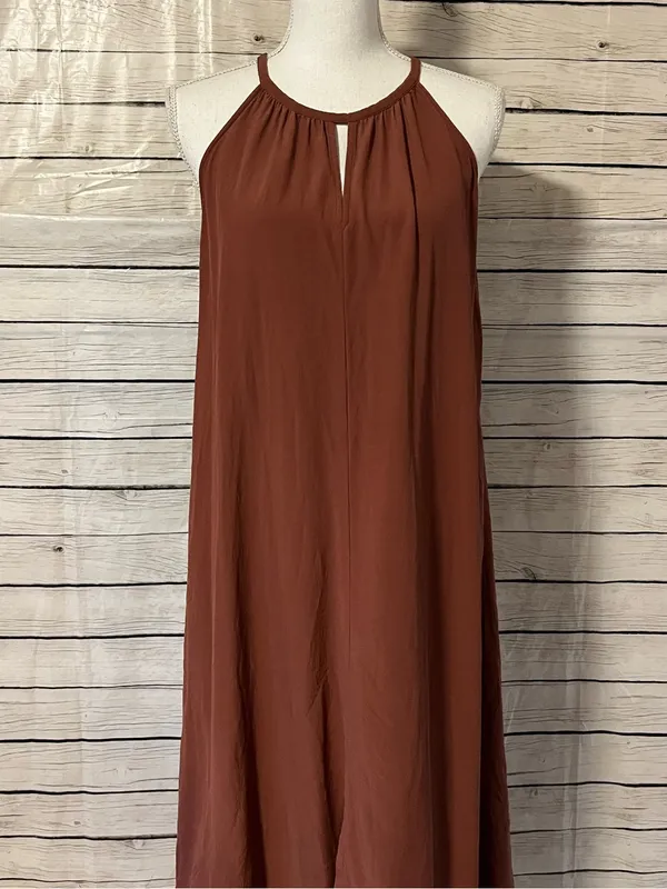 Eileen Fisher Halter Maxi Dress in Rust Brown - Image 2