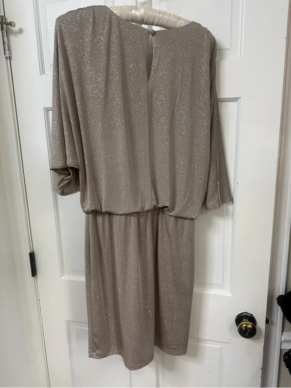 MSK Taupe Shimmer V-Neck Dolman Midi Dress - Image 8