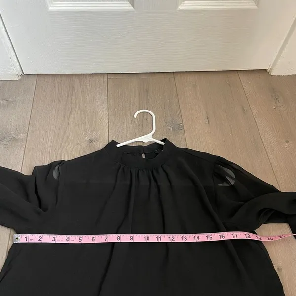 Forever 21 Chiffon Shirred Mock Neck Top black blouse - Image 7