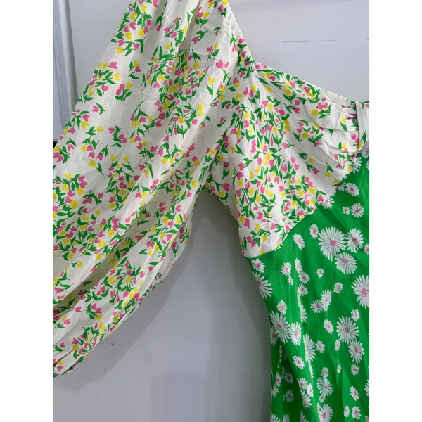 Rixo x Target Daisy Long Sleeve Green Floral Swing Dress Midi Size 14 - Image 9