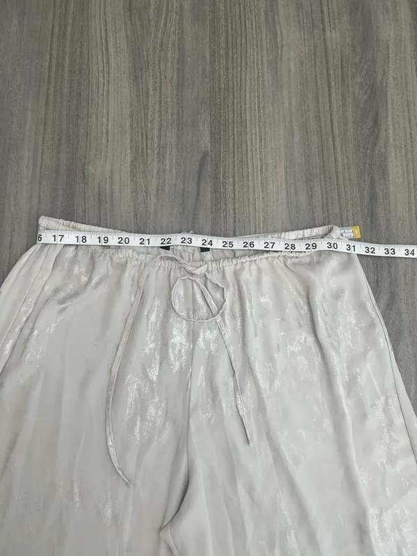 Zara White/Silver Metallic Wide-Leg High-Rise Pants. - Image 6