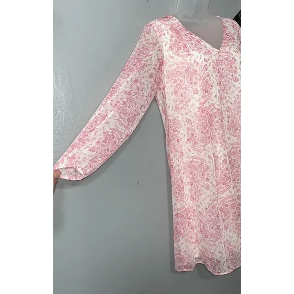 INC Babydoll Dress Size S Pink Floral Chiffon Coquette Feminine Romantic Sheer - Image 4