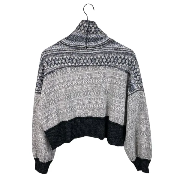 NEW Free People At The Lodge Pullover Top Size XS Grey Frost Combo Fair Isle Ski - Image 3