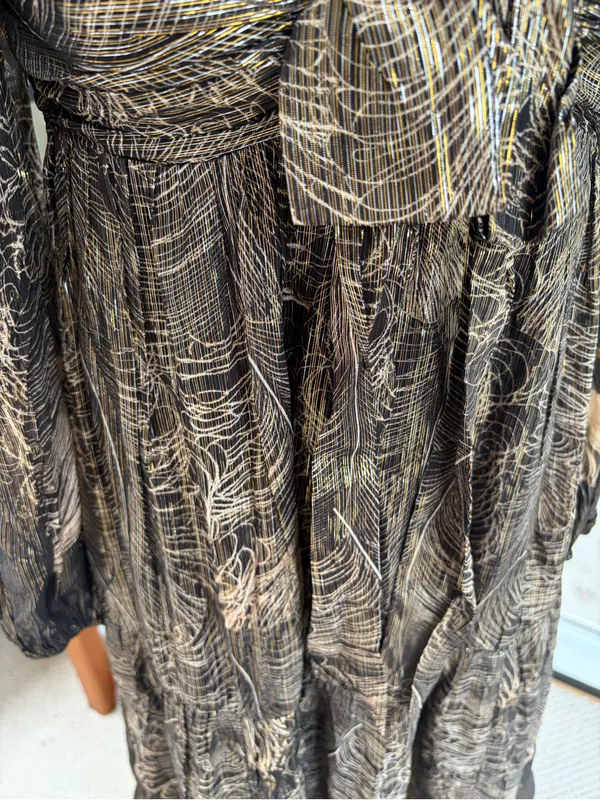 Anthropologie long sleeve metallic maxi gown size xs - Image 8