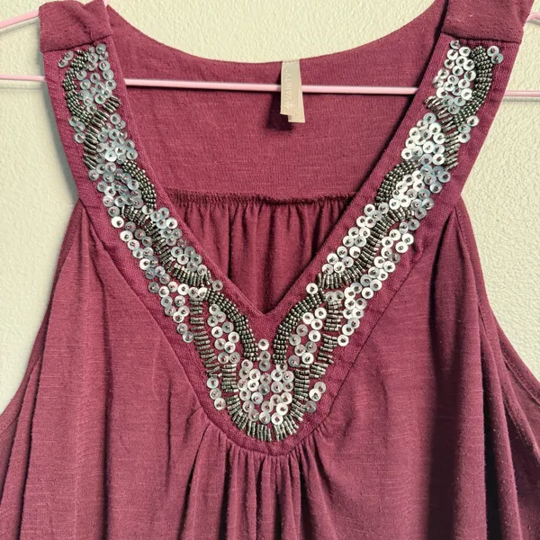 Vanity Sequin Y2K Dark Purple Top XL - Image 5
