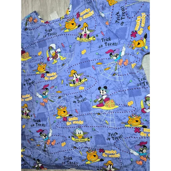 Disney Halloween Scrub Top in Lavender 2X Mickey Mouse - Image 9