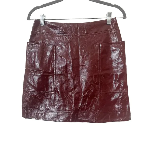 ANTHROPOLOGIE Maeve Faux Patent Leather‎ Mini Skirt Sz 2 - Image 2