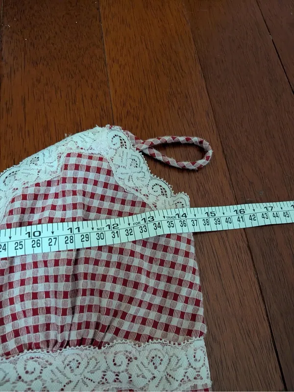 Kirious Red Gingham Lace Button Cami Top Size L Size L - Image 8