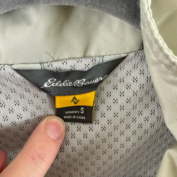 Eddie Bauer Tan Mid-Length High Neck Double Zipper Travex Nylon Jacket Size‎ S - Image 8